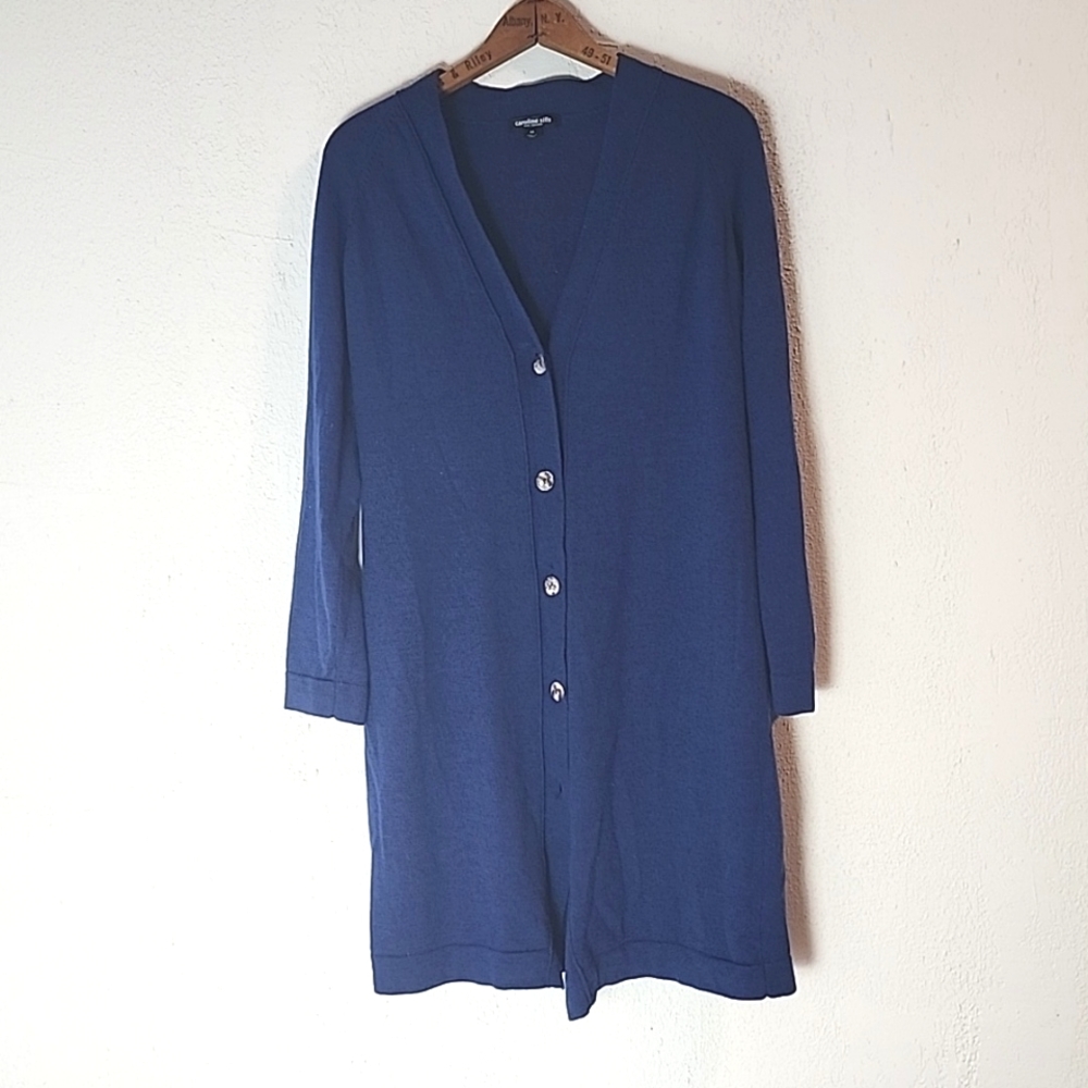 Caroline Sills New Zealand 100% merino wool long cardigan, sz M